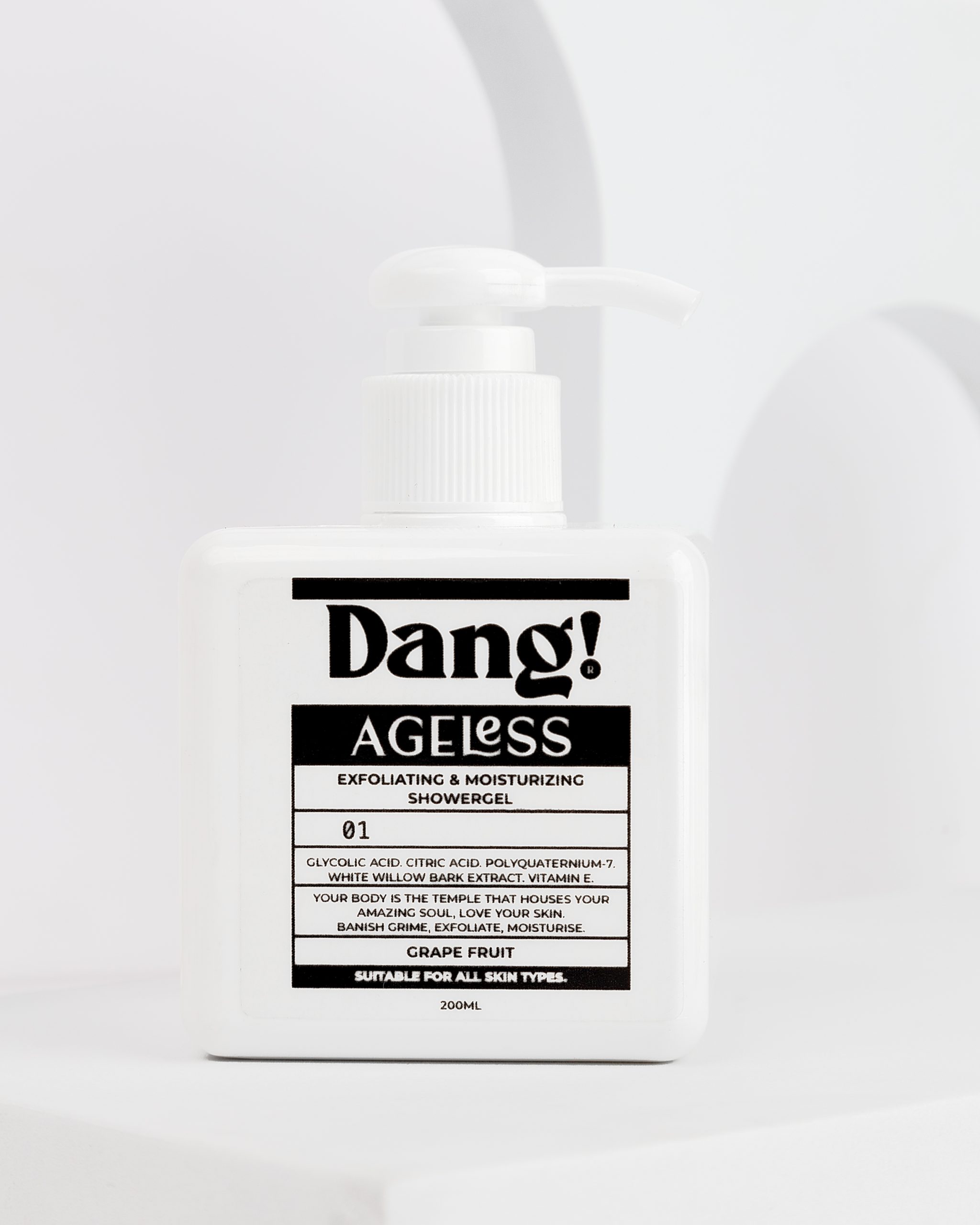 DANG! AGELESS: Mini Exfoliating and Moisturising Shower Gel – 200ml